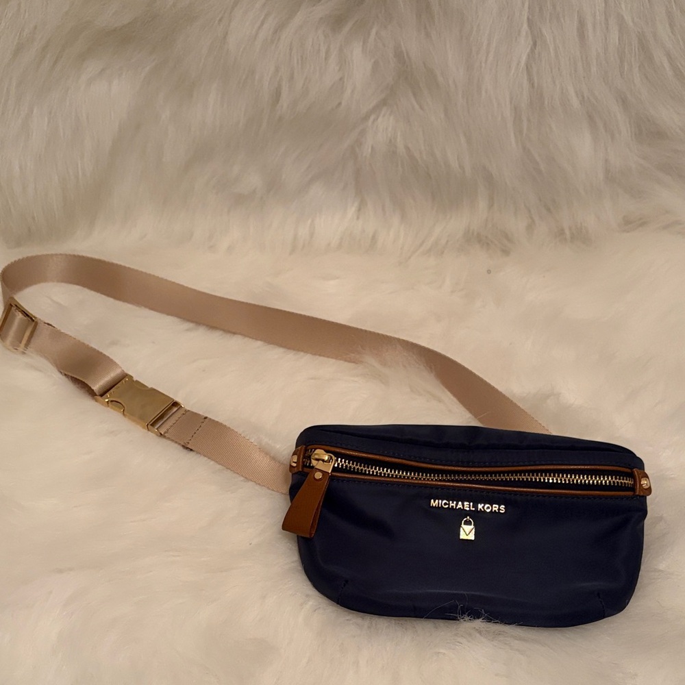 Michael Kors Midnight Blue Belt Bag with Gold Details